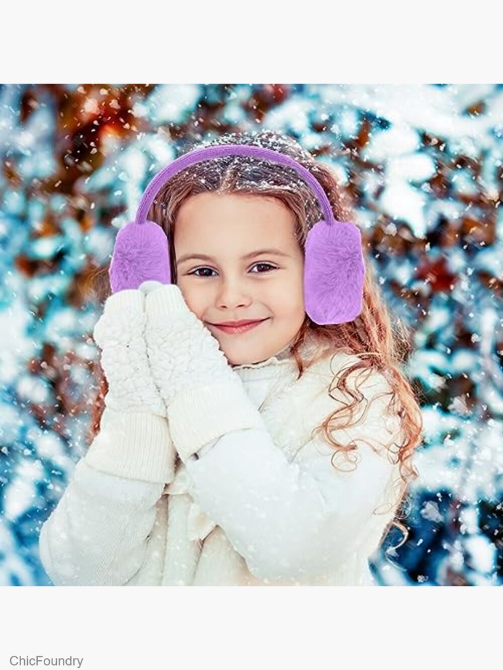 Girls Knit Earmuffs and Gloves Set Winter Warm Ear Warmers Gloves - Picture 3 of 7